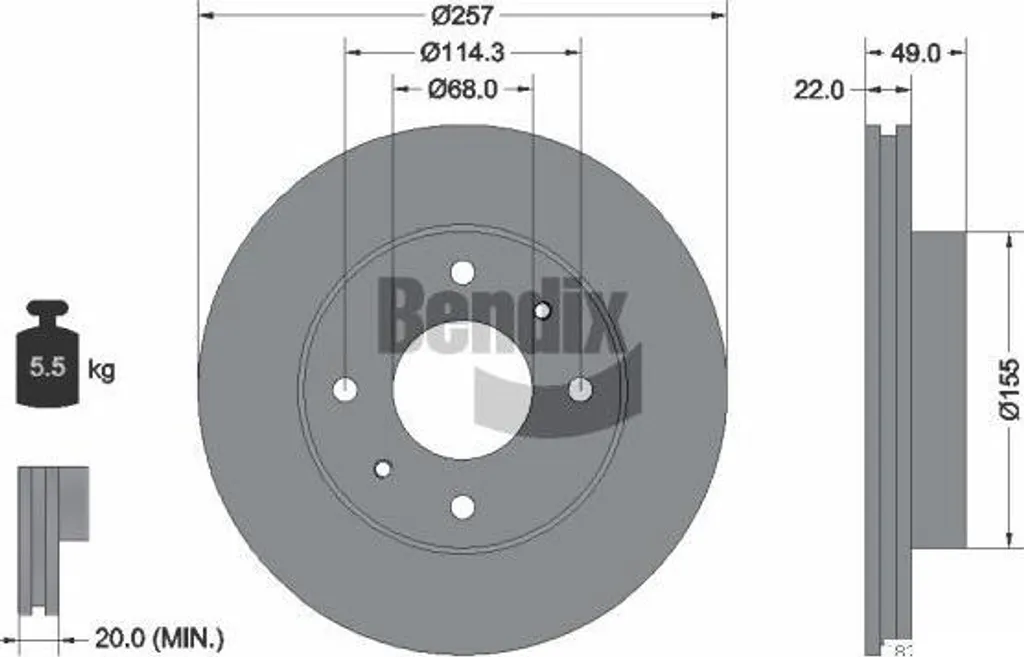 BENDIX BDS1831 Disque de frein haute performance OE 40206019VA anticorrosion
