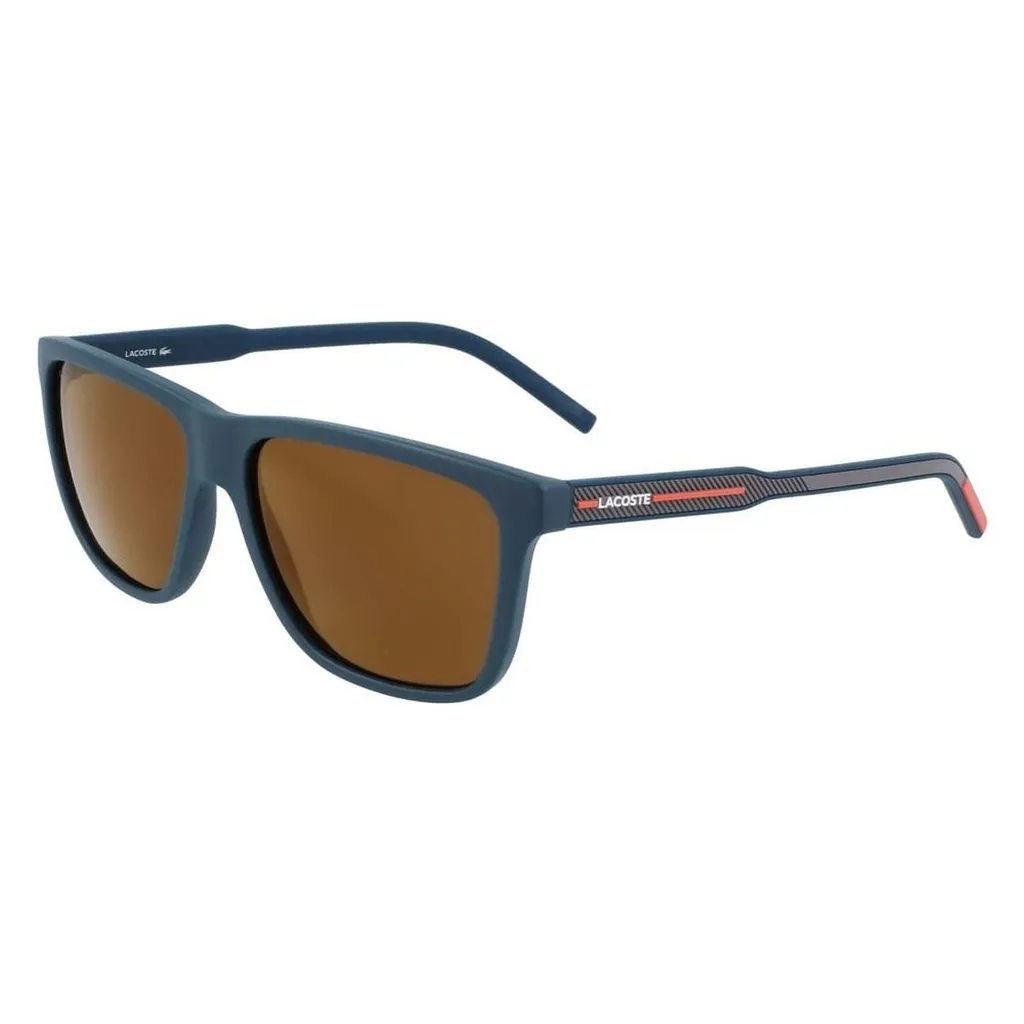 Lacoste L932 424 Lunettes de soleil rectangle bleu mat pour homme