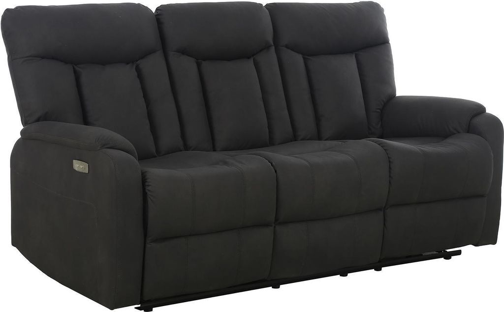 Sofa 3-Sitzer - Anthrazit - Mikrofaser - 1-motorig mit elektrischer Relaxfunktion