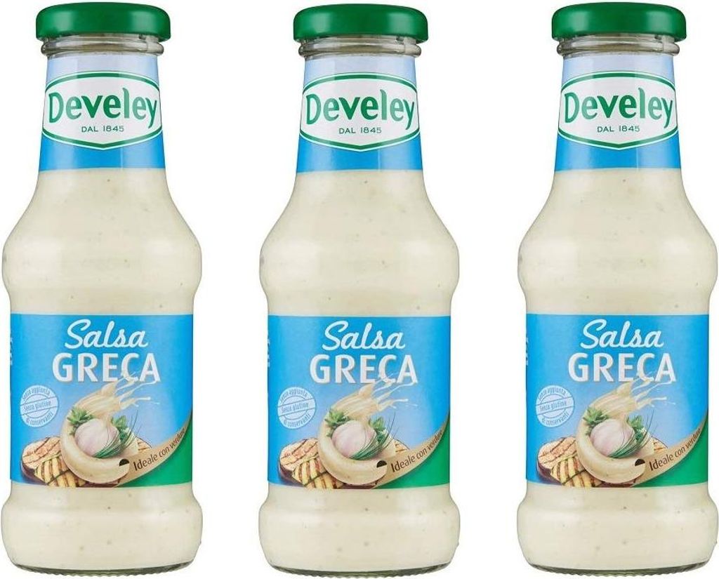 3x Develey Salsa Greca Griechische Soße Glutenfrei würzsauce Tafelsauce Sauce Ideal zu Gemüse Glasflasche 250ml