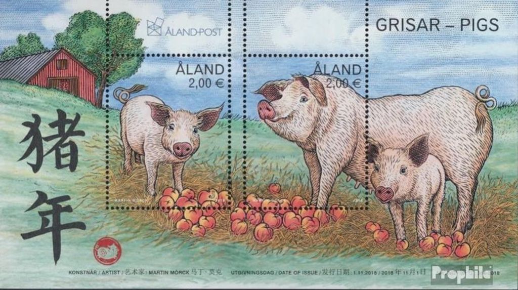 Briefmarken Finnland - Aland 2018 Mi Block18 (kompl.Ausg.) postfrisch Neujahr - Schwein