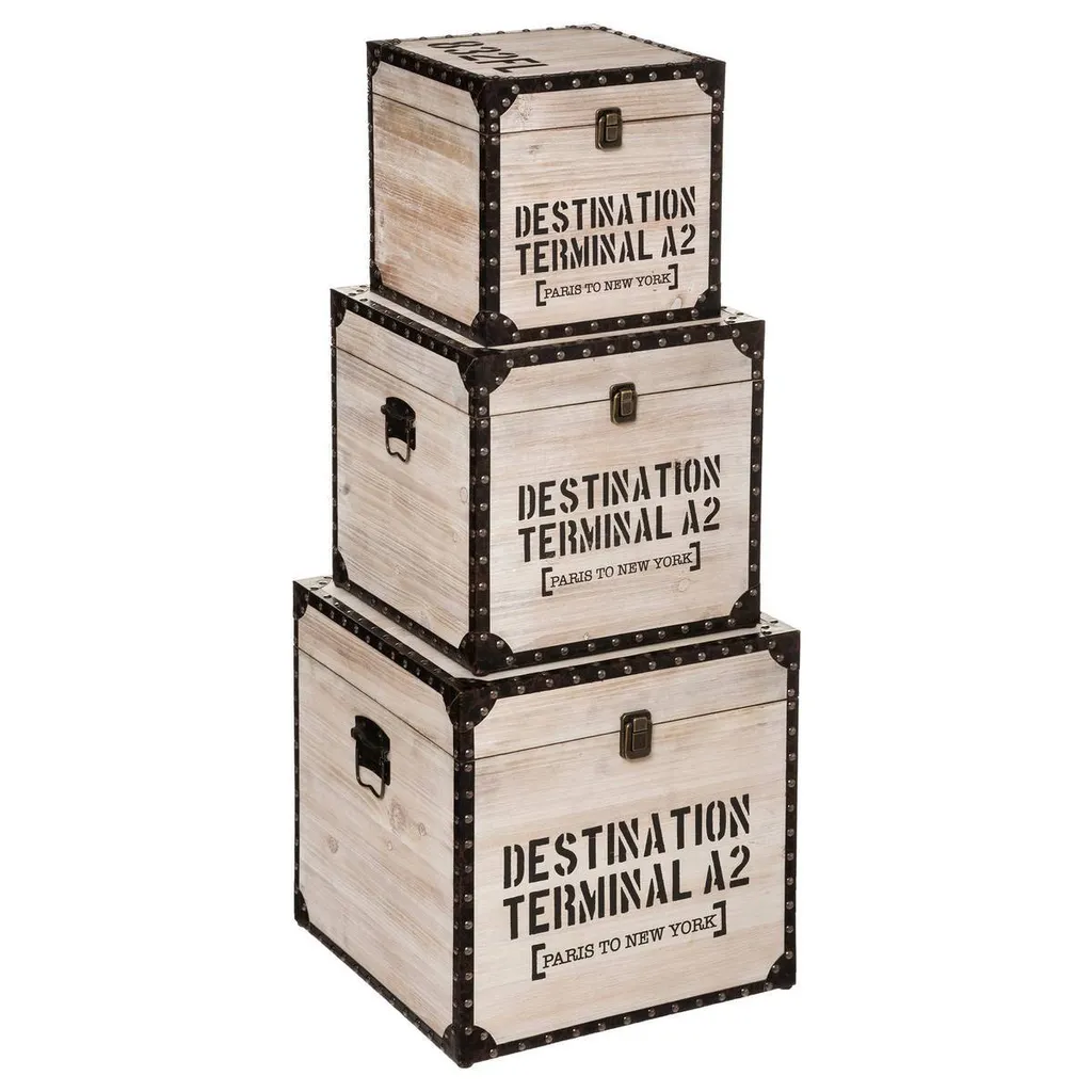 Malles de rangement pour salon et chambre set de 3 valises carrées