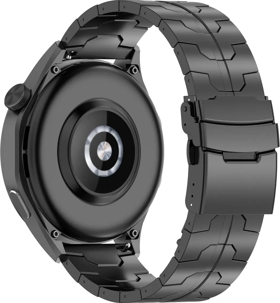 INF Cinturino in titanio per smartwatch da 22 mm Nero Chiusura di sicurezza