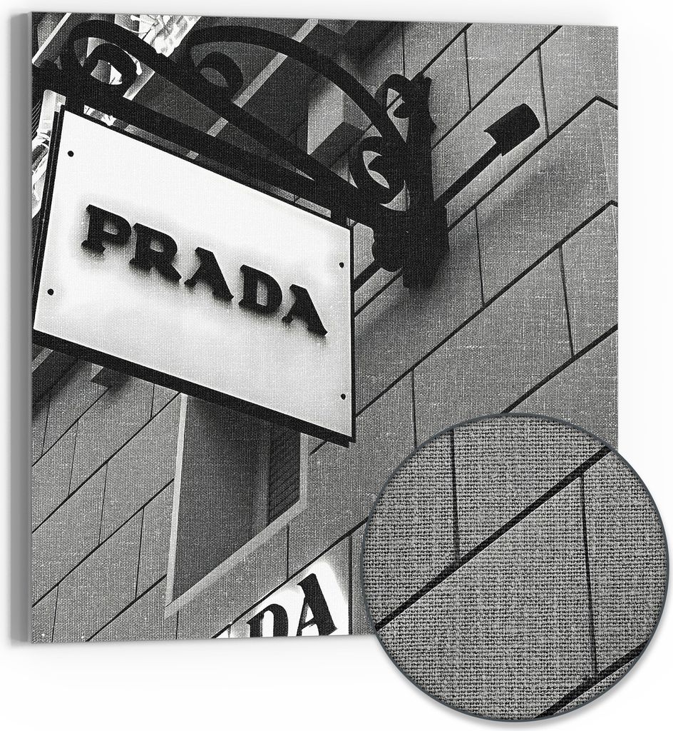 DEQOART Hybrid Leinwand Bild 50x50 cm 'Prada Monochrome' Wandbild Glas flach modern