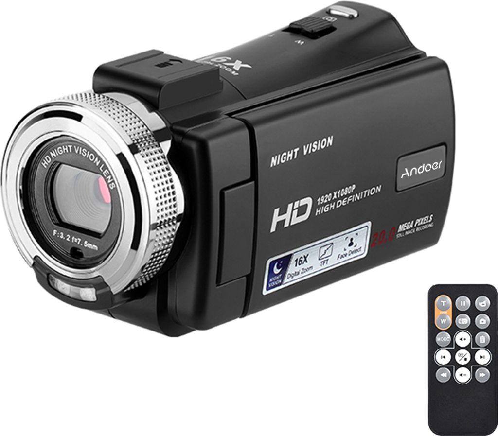 Andoer V12 1080 P Full HD 16X Digitalzoom Aufnahme Videokamera Tragbarer Camcorder mit 3,0 Zoll drehbarer LCD-Bildschirm max. 30 Megapixel Unterstu...