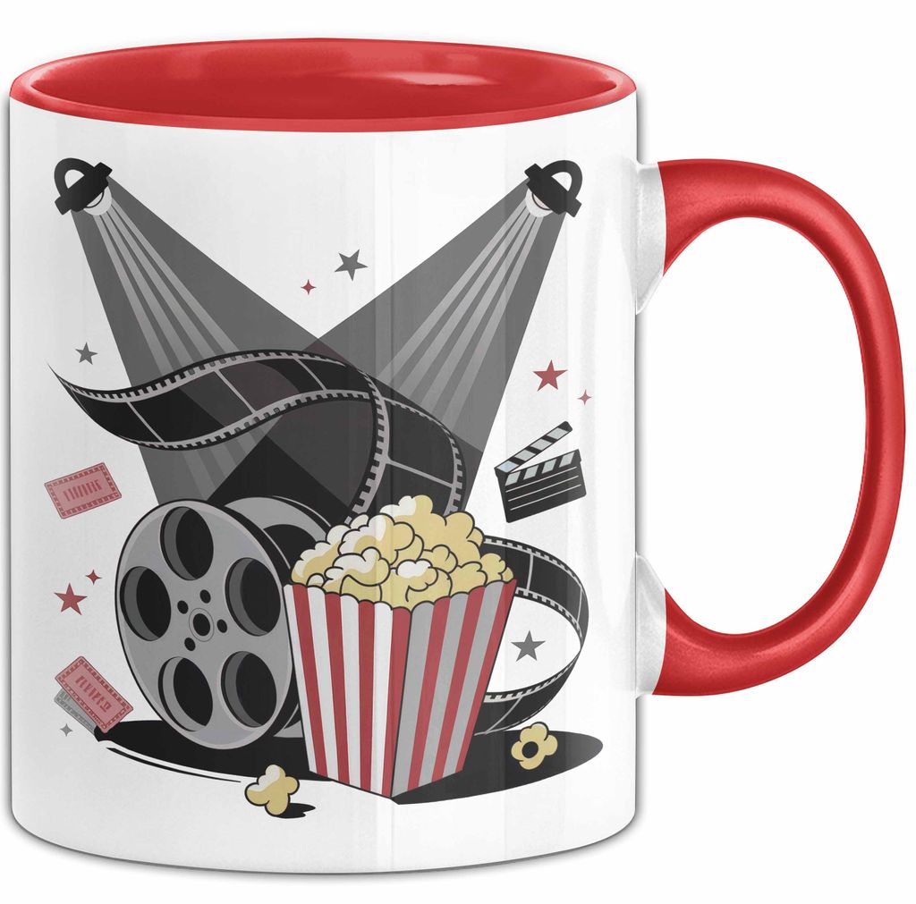 Filmfan Tasse Geschenkidee für Kinoliebhaber Lustiger Spruch (Rot)