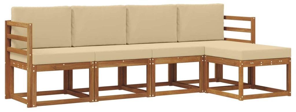 vidaXL Outdoor-Sofagarnitur 5 pcs Natur und Beige Massivholz Akazie