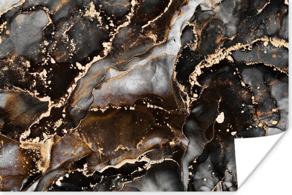 MuchoWow Poster Marmor - Gold - Glitzer - Luxus 90x60 cm - Schlafzimmer
