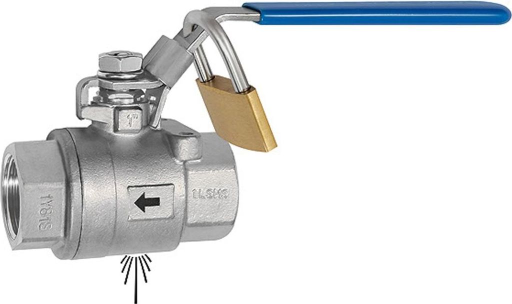 Riegler Edelstahl-Sicherheitskugelhahn abschließbar, Entlüft.bohrung M5, G 3/4