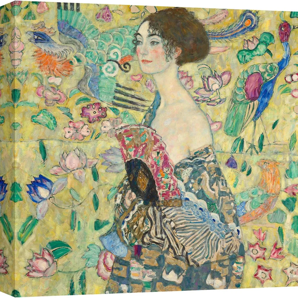 Décoration Murale Femme à l'éventail de Klimt - Toile Imprimée 40x40 cm