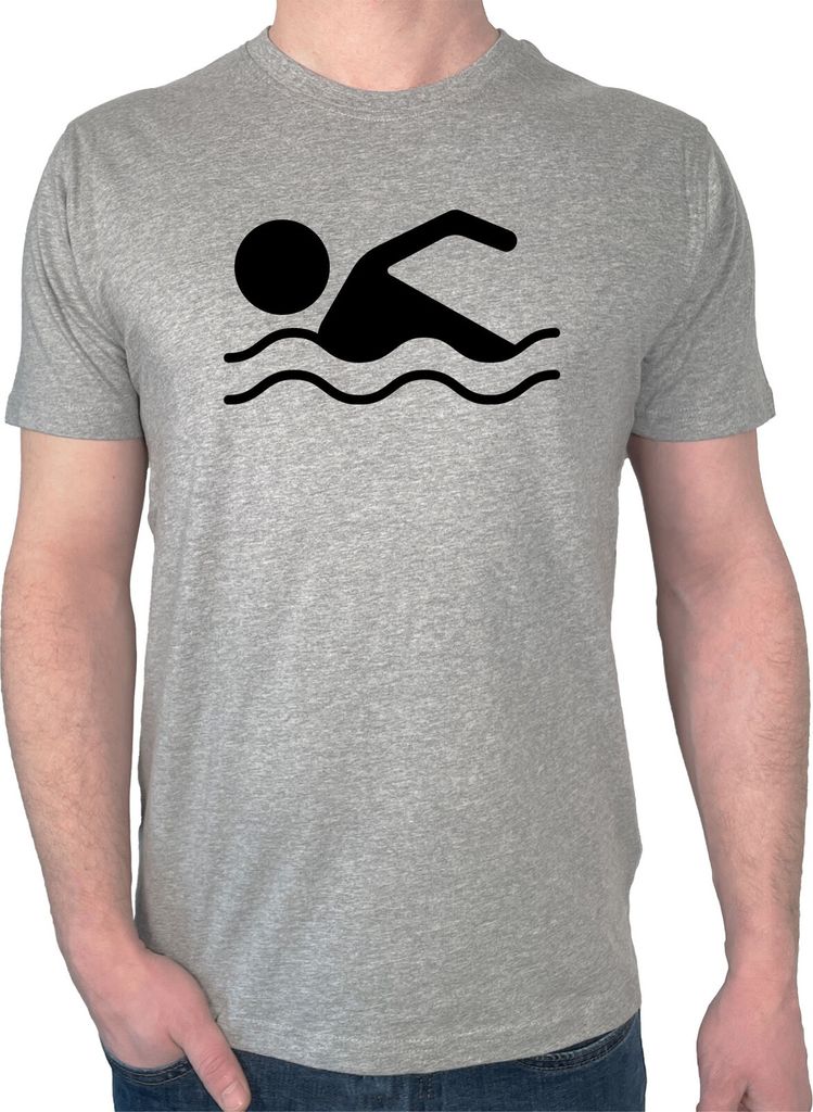 Huuraa Herren T-Shirt Schwimmen Silhouette XL Sport Grey Bio Baumwolle Fairtrade Herrenshirt Geschenkidee