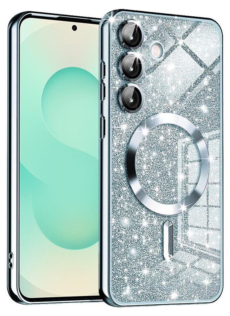Techsuit Luxury Glitter Back Cover Hülle mit MagSafe für Samsung Galaxy S25 Plus - Hellblau