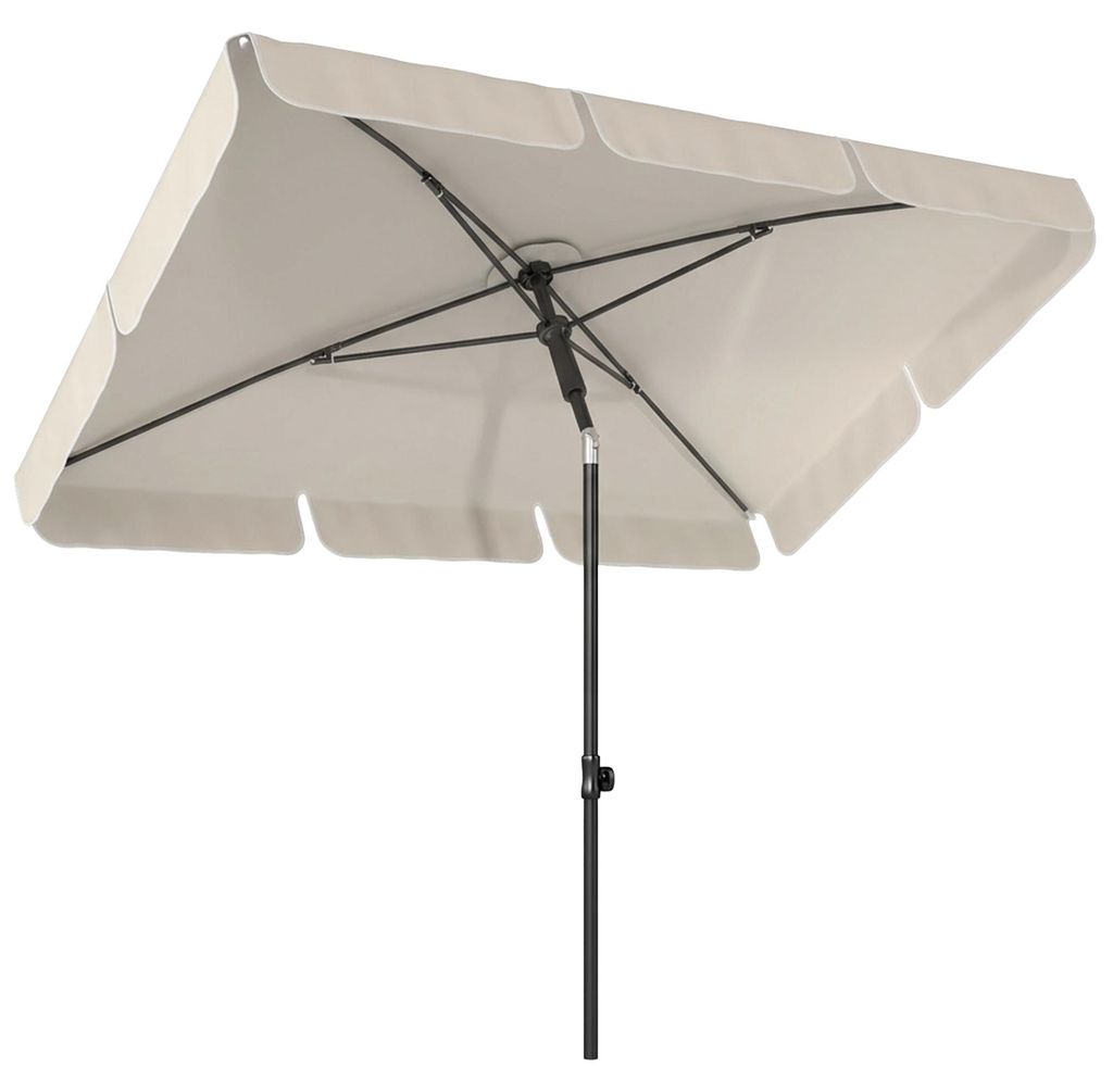 Sonnenschirm 183 x 122 cm, Wasserabweisend Balkonschirm mit 3-fach Neigung mit 8 Streben Beige
