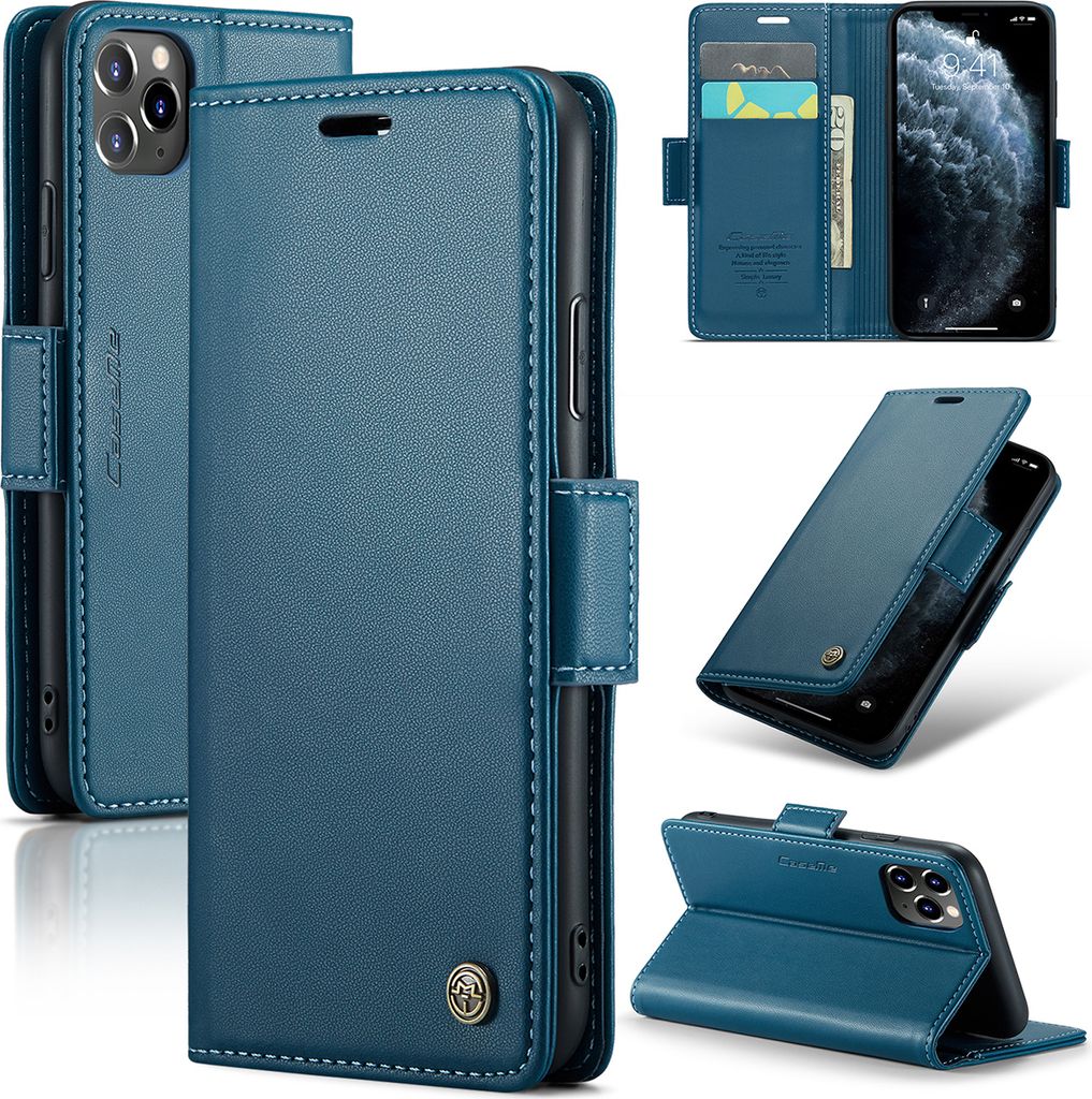 iPhone 11 Pro Hülle, Leder Brieftasche Kartenfach Schutzhülle mit Standfunktion für iPhone 11 Pro Blau