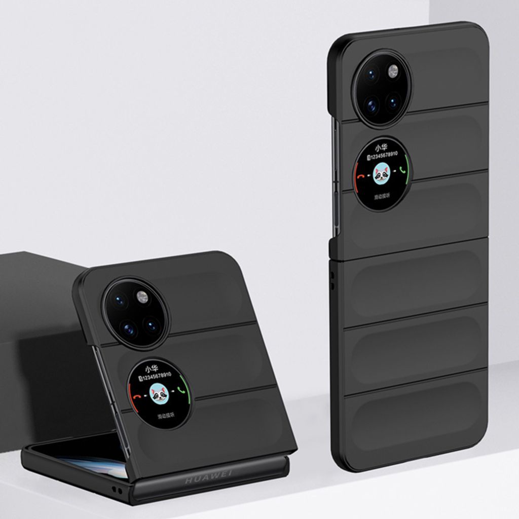 Huawei P50 Pocket Hülle, Silikon Gummiert Stossfest Anti-rutsch Schutzhülle für Huawei P50 Pocket Schwarz