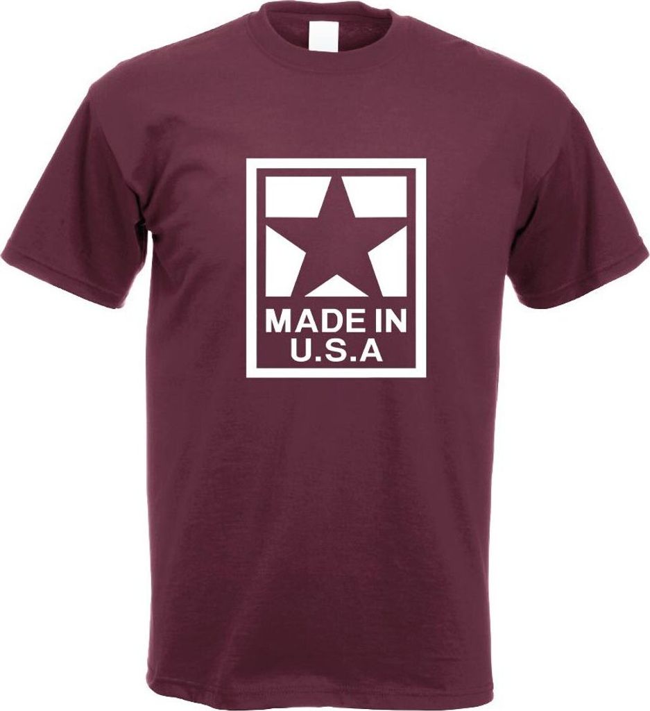 Kiwistar - T-Shirt - Burgund - USA Amerika Motiv Bedruckt Funshirt Design Print - mit Motiv Bedruckt - Funshirt Design - Sport - Freizeit - Herren...