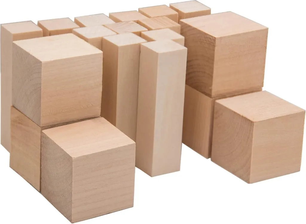 Set 18 blocs sculpture bois tendre sans nœuds pour détails précis