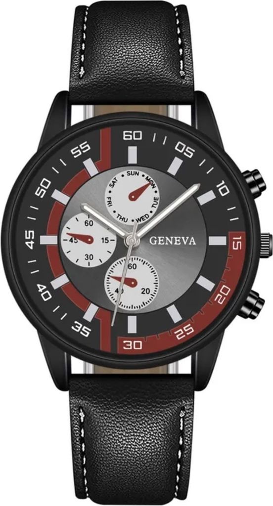 Elegante Herren Uhr Nathan - Schwarz mit Lederarmband KP33623