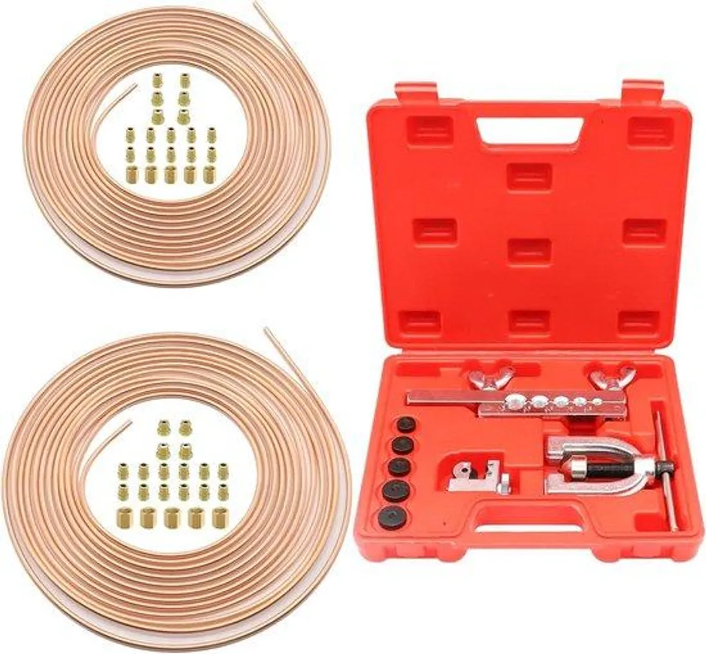 Ligne de frein acier cuivré Ø 4,75 et 6,35 mm avec 42 pièces de raccord