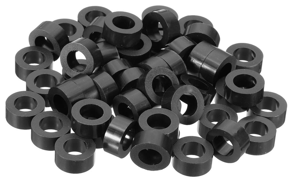 50 Stück M8-Distanzstücke, ABS, 8,2 mm Innendurchmesser, 14 mm Außendurchmesser, 6 mm Länge, Nylon, rund, schwarz