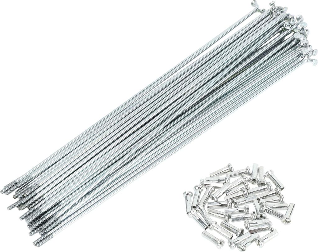 Fahrradspeichen Fahrradrad Speichen Silber Ton Nippel 1 Satz 14G 187mm Länge Kohlenstoffstahl verzinkt