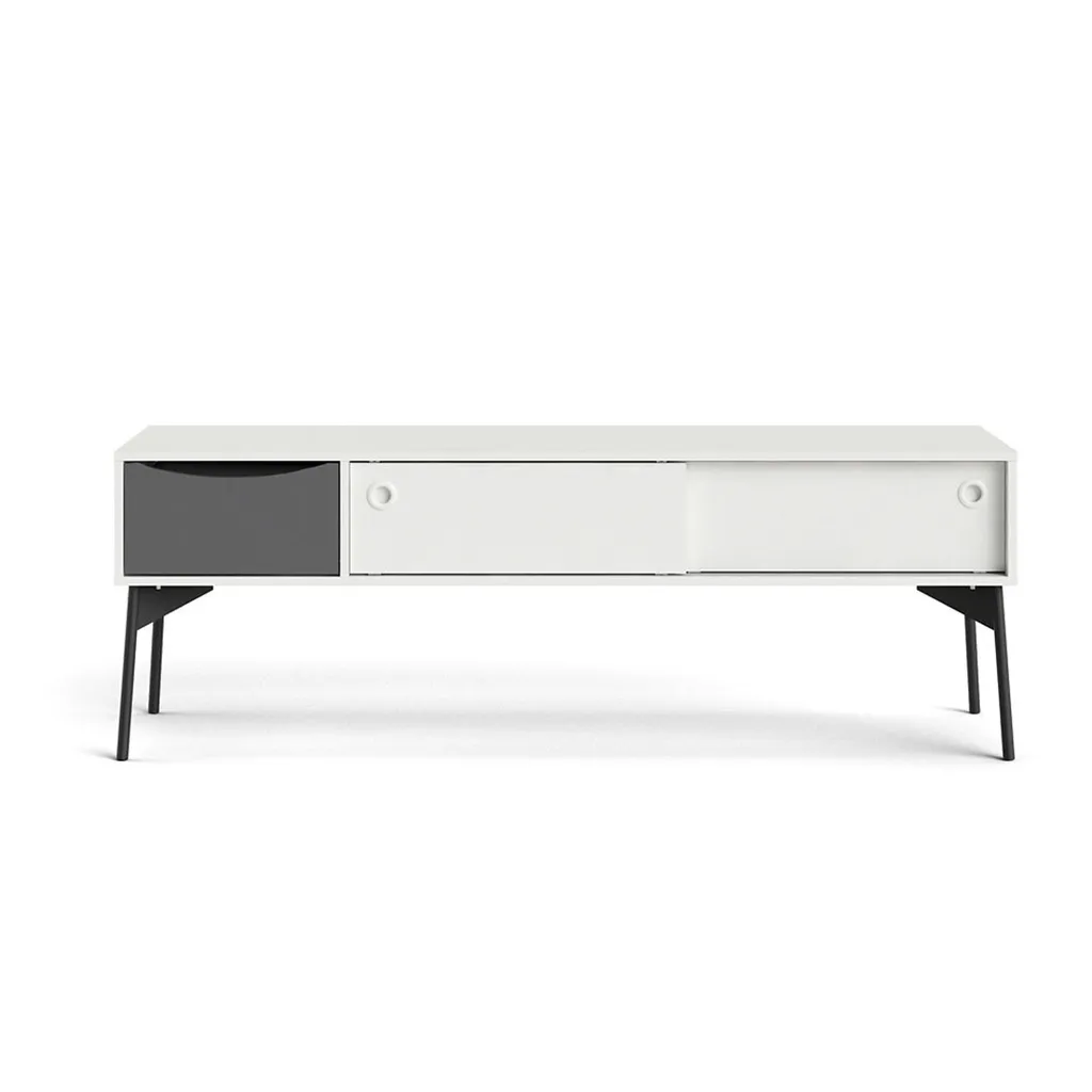 Porta TV Elly 2 Ante Scorrevoli Bianco e Grigio | Prezzo Imbattibile - 2