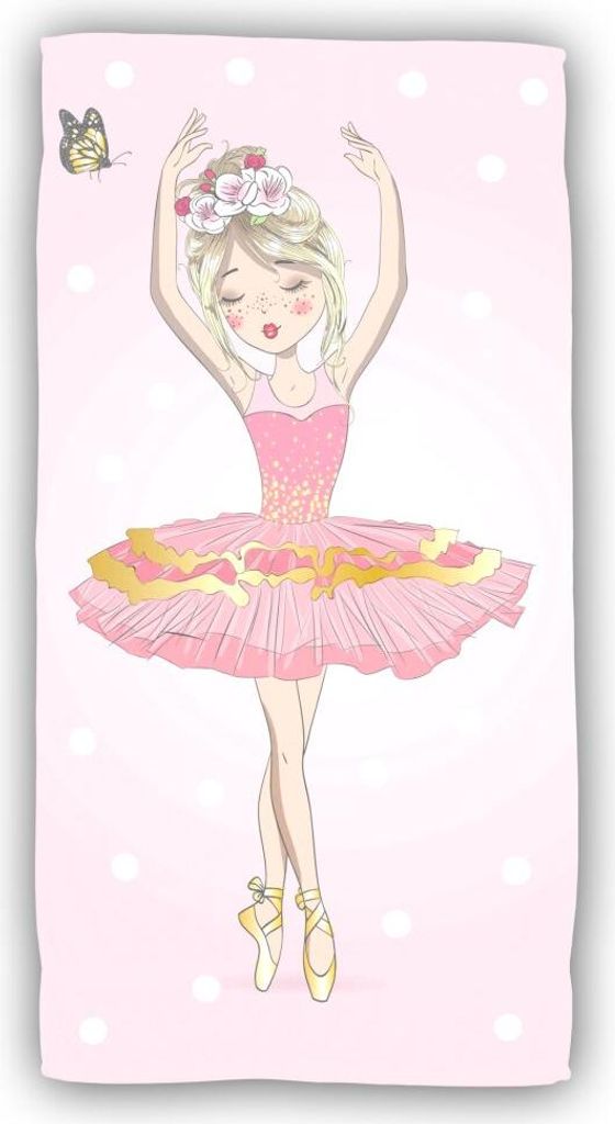 Jerry Fabrics Kinder Handtuch Strandtuch Badetuch Ballerina Tänzerin im Tütü,rosa, 70 x140 cm, 100% Baumwolle