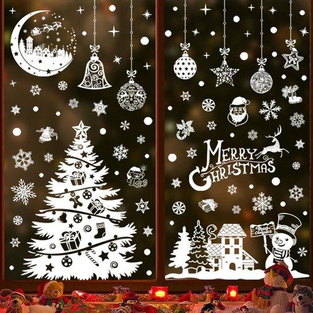 Weihnachtsdekor weiße Fensterdekor Folie Schnee