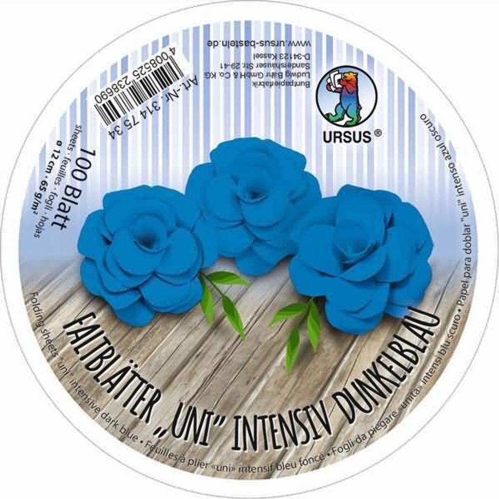 Intensive Faltblätter 'uni' Durchmesser 12cm 65g/qm VE=100 Blatt dunkelblau