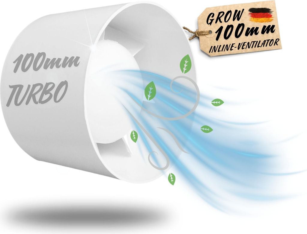 100mm Abluft Zuluft Grow Lüfter Ventilator Rohrlüfter für Growbox Belüftung