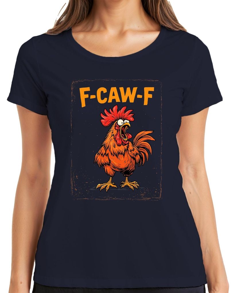 F-CAW-F Lustiger Hahn Gockel Bauernhof Spruch Vintage Retro Produktbild 