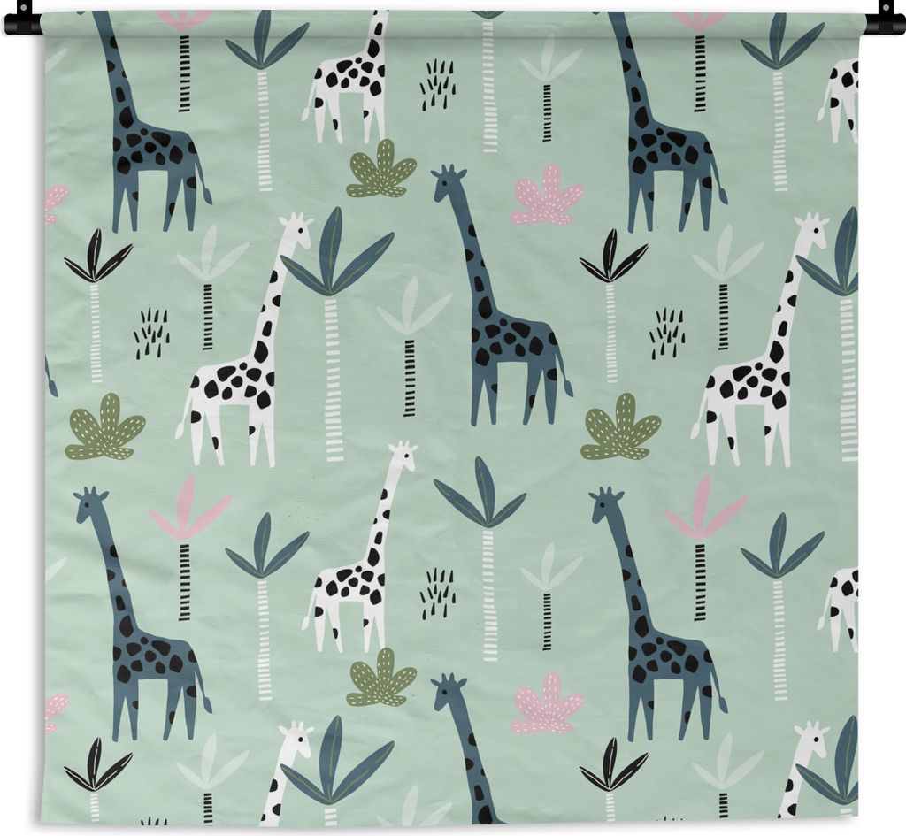 MuchoWow Wandteppich Wandbehang Dschungel - Giraffe - Palme 150x150 cm Tapisserie Dekoration Wandtuch - Wohnaccessoires - Modernes