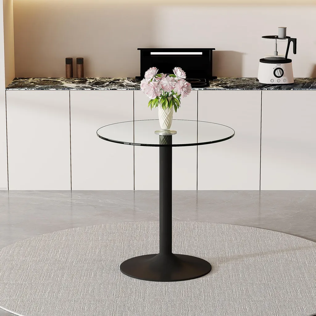 Table haute mange-debout design en verre pour cuisine et salon moderne