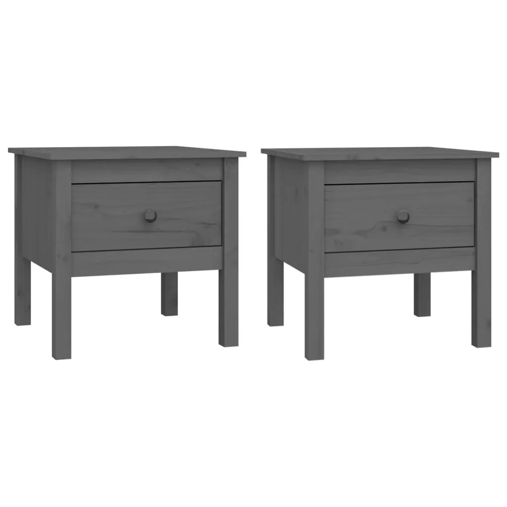 Tavolini 2 pz. Grigio 50x50x49 cm in legno di pino massiccio