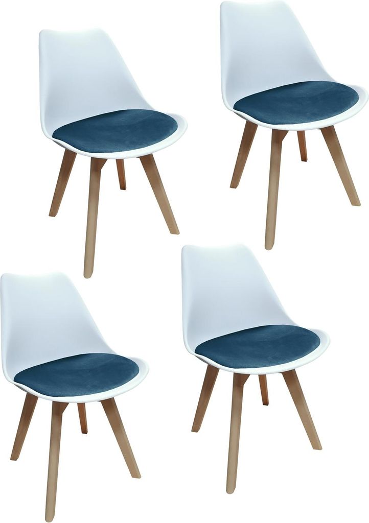 Design-Stühle mit Kunststoffschale und Samt-Sitzki Skandinavischer Look für Esszimmer und Küche