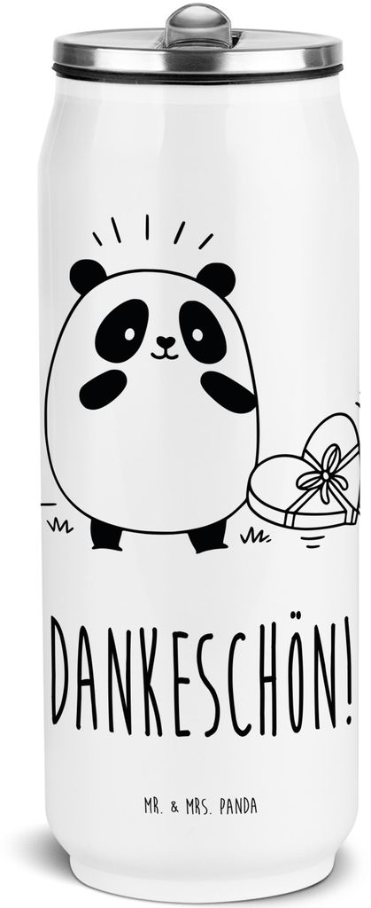 Mr. & Mrs. Panda Thermosflasche Panda Dankeschön - Weiß - Geschenk, sport trinkflasche, Edelstahl, Wasserflasche, Edelstahlflasche