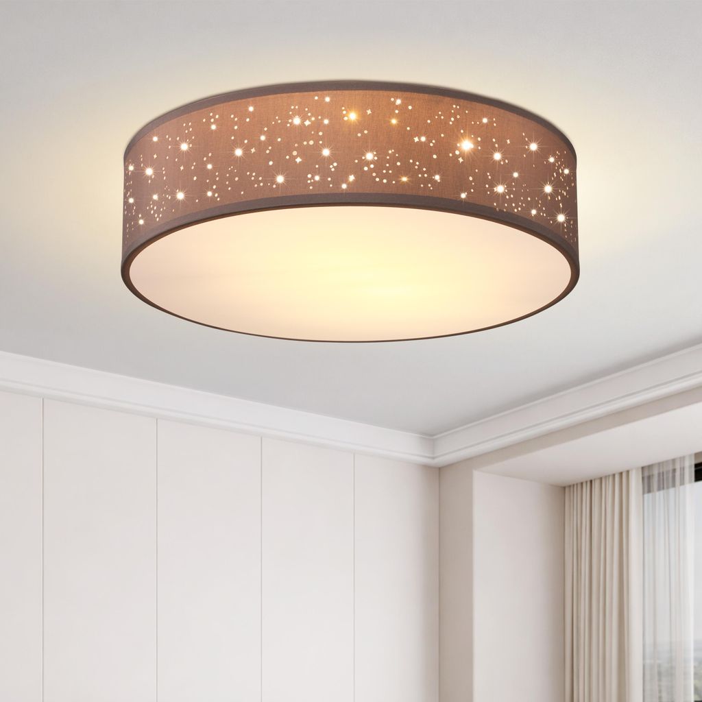 MONZANA® Plafonnier Ciel étoilé Rond Ø 38cm Abat-jour Tissu Image du produit 