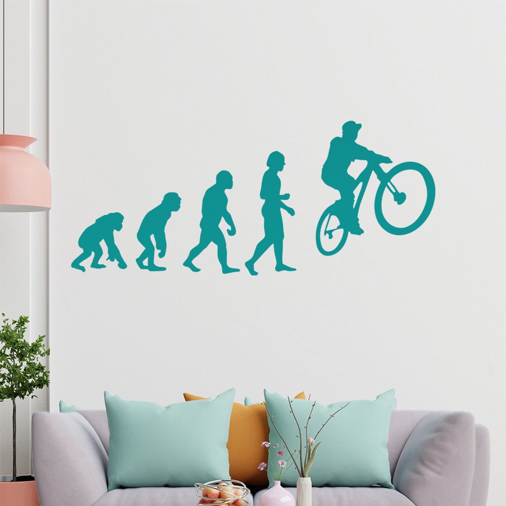 KIWISTAR Evolution BMX-Fahrer Charles Darwin Wandtattoo in 6 Größen - Wandaufkleber Wall Sticker - Dekoration, Küche, Wohnzimmer, Schlafzimmer, ...