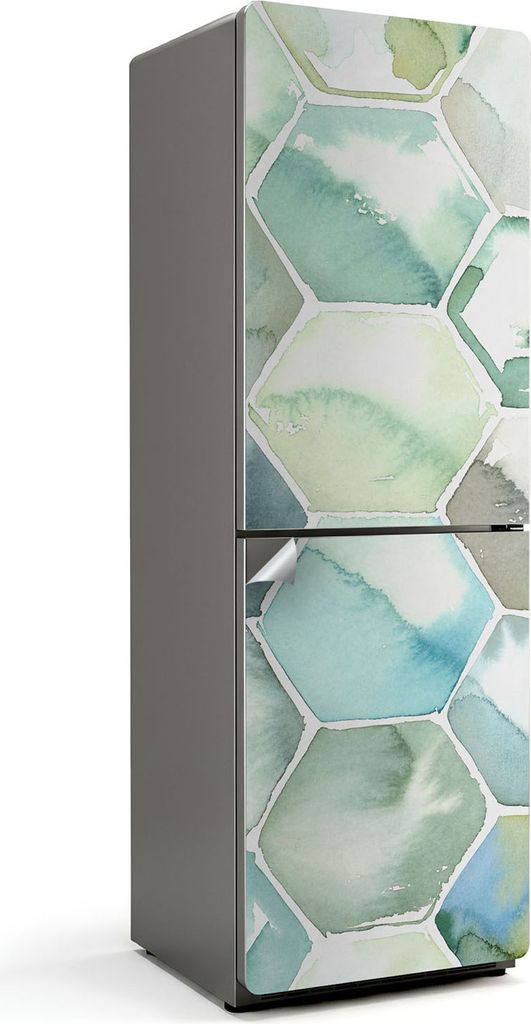 Aquarell-Sechseckmuster – Kühlschrank Aufkleber – Klebefolie Kühlschrank – Kühlschrank Dekor – Kühlschrankfolie selbstklebend – Küch...