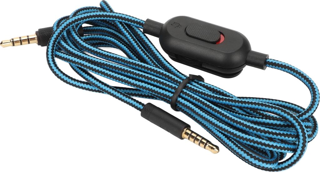 Gaming-Headset-Kabel, gewebtes Kopfhörerkabel mit Lautstärkeregler und Stummschalter für Logitech G Pro, G Pro X, G433, G233, Blau