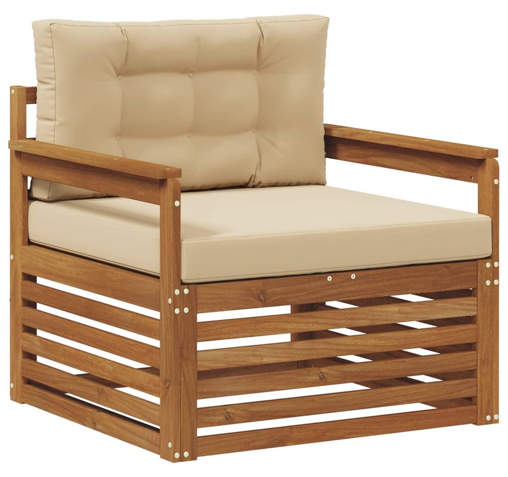vidaXL Outdoor-Sofagarnitur Massives Akazienholz und Polyester Natur