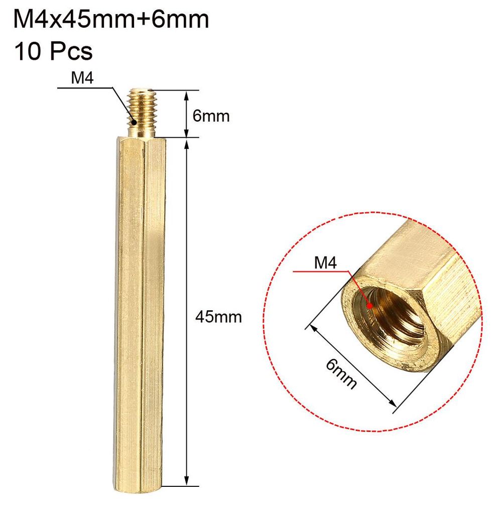 10Stk. M4x45mm+6mm Stecker Buchse Messing PCB Motherboard Abstandhalter St?nder