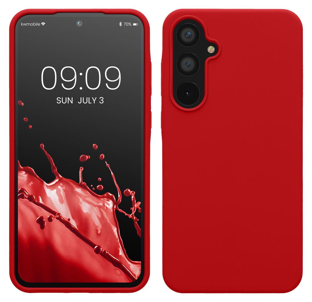 kwmobile Handyhülle für Samsung Galaxy A55 5G Hülle - Case Silikon - Kabelloses Laden - Schutzhülle Cover in Klassisch Rot