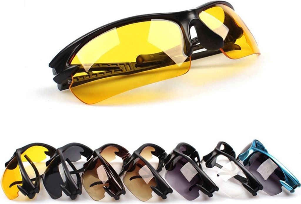 Herrenmode Sport Sonnenbrille Fahrrad Radfahren Fahren Angeln Brille Brillen-Schwarzer Rahmen + Nachtsichtglas