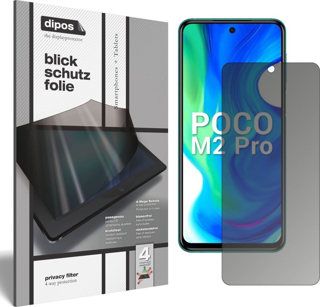 Blickschutzfolie für Poco M2 Pro matt Schutzfolie Folie Display Schutz dipos
