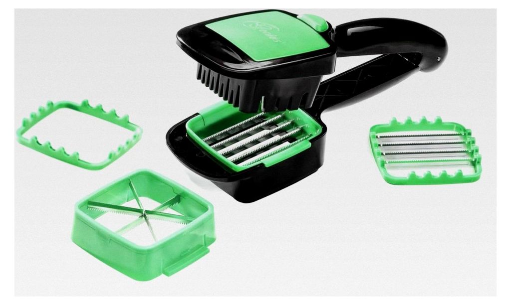 Nicer Dicer Quick - Gemüseschneider, 5-teiliges Set, Würfelschneider, Scheibenschneider, Handschneidegerät, Grün