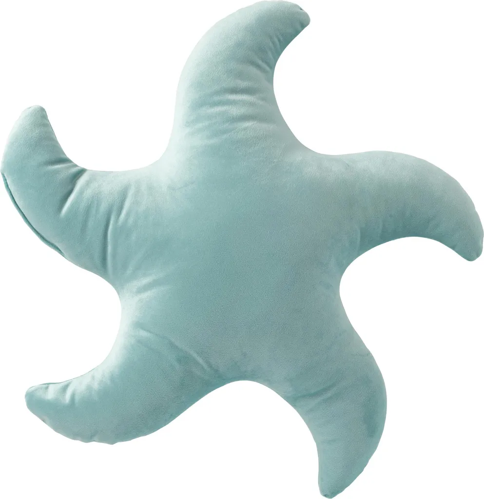 Coussin Polyester J-Line Turquoise Motif Étoile de Mer 45x45cm