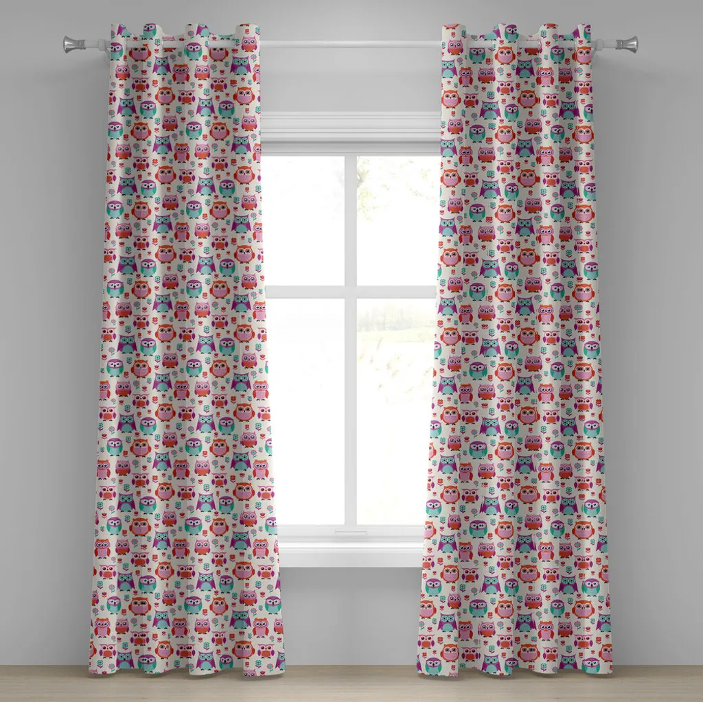 Tenda a Pannelli Gufi ABAKUHAUS 280x175 - Arancione Fucsia Seafoam