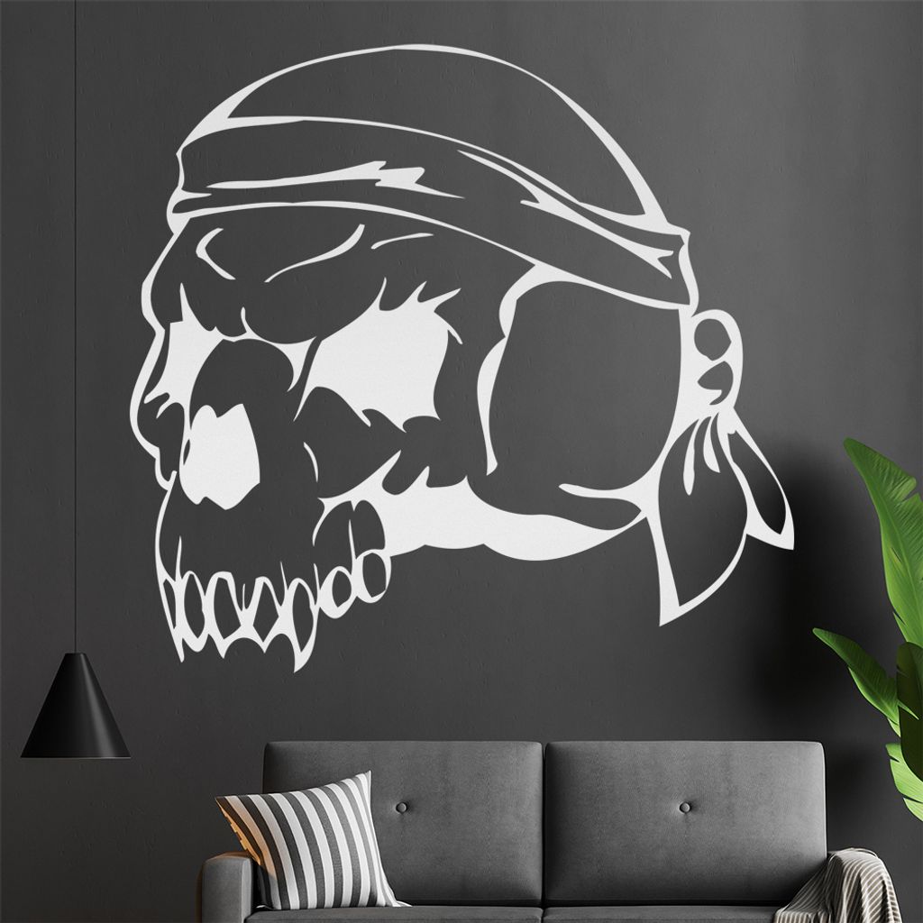 Western Schädel Wandtattoo in 6 Größen - Wandaufkleber Wall Sticker - Dekoration, Küche, Wohnzimmer, Schlafzimmer, Badezimmer
