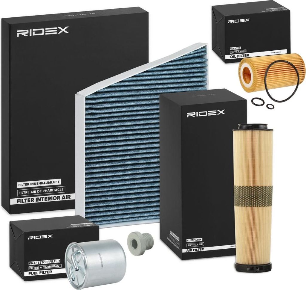 RIDEX Filterset Inspektionspaket Filtersatz passend für MERCEDES-BENZ E-Klasse Limousine (W211) E-Klasse T-modell (S211)